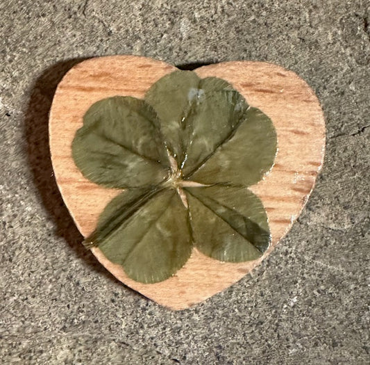 Real FIVE-Leaf Clover Wooden Lucky Charm - Get Extra Lucky!